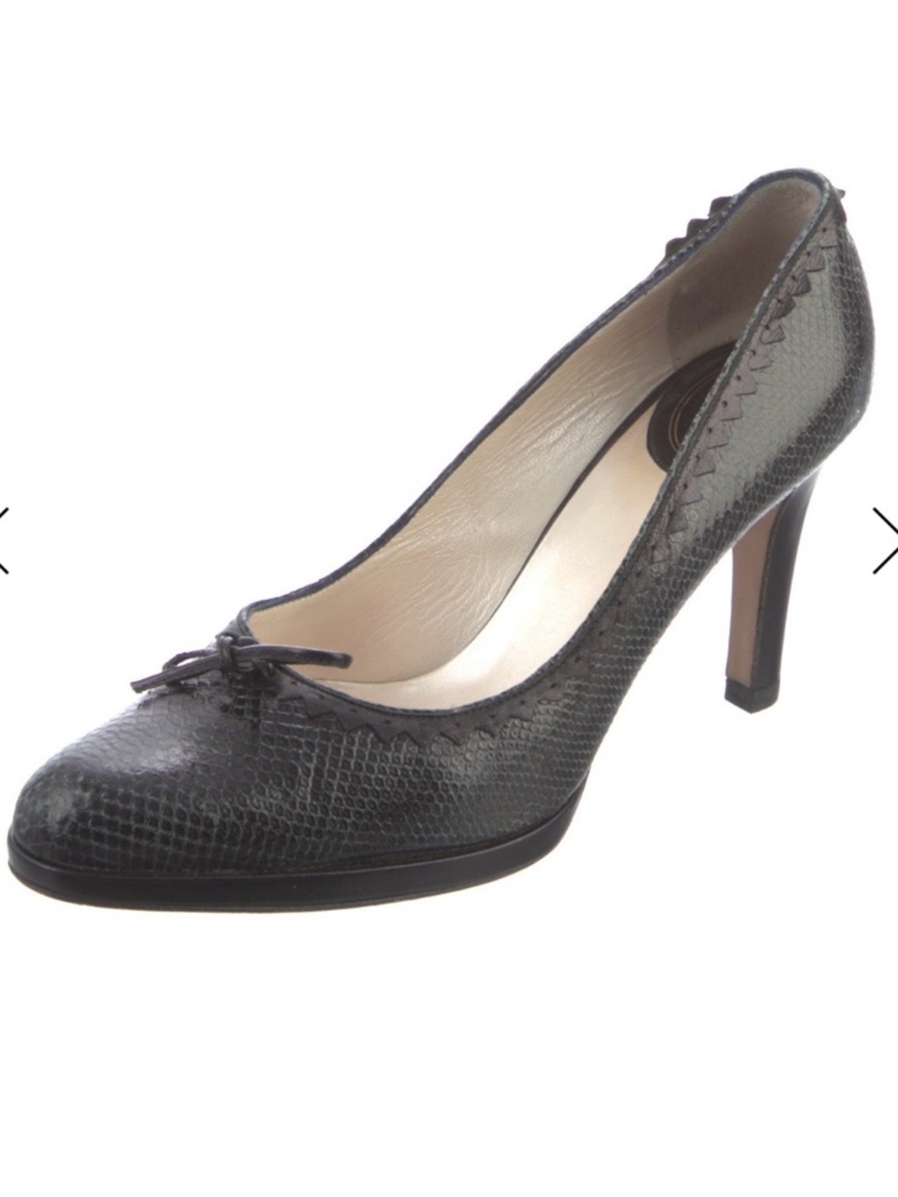 Dior Black Leather Snakeskin Pumps Size 41 IT 10 US GUC - Picture 3 of 5